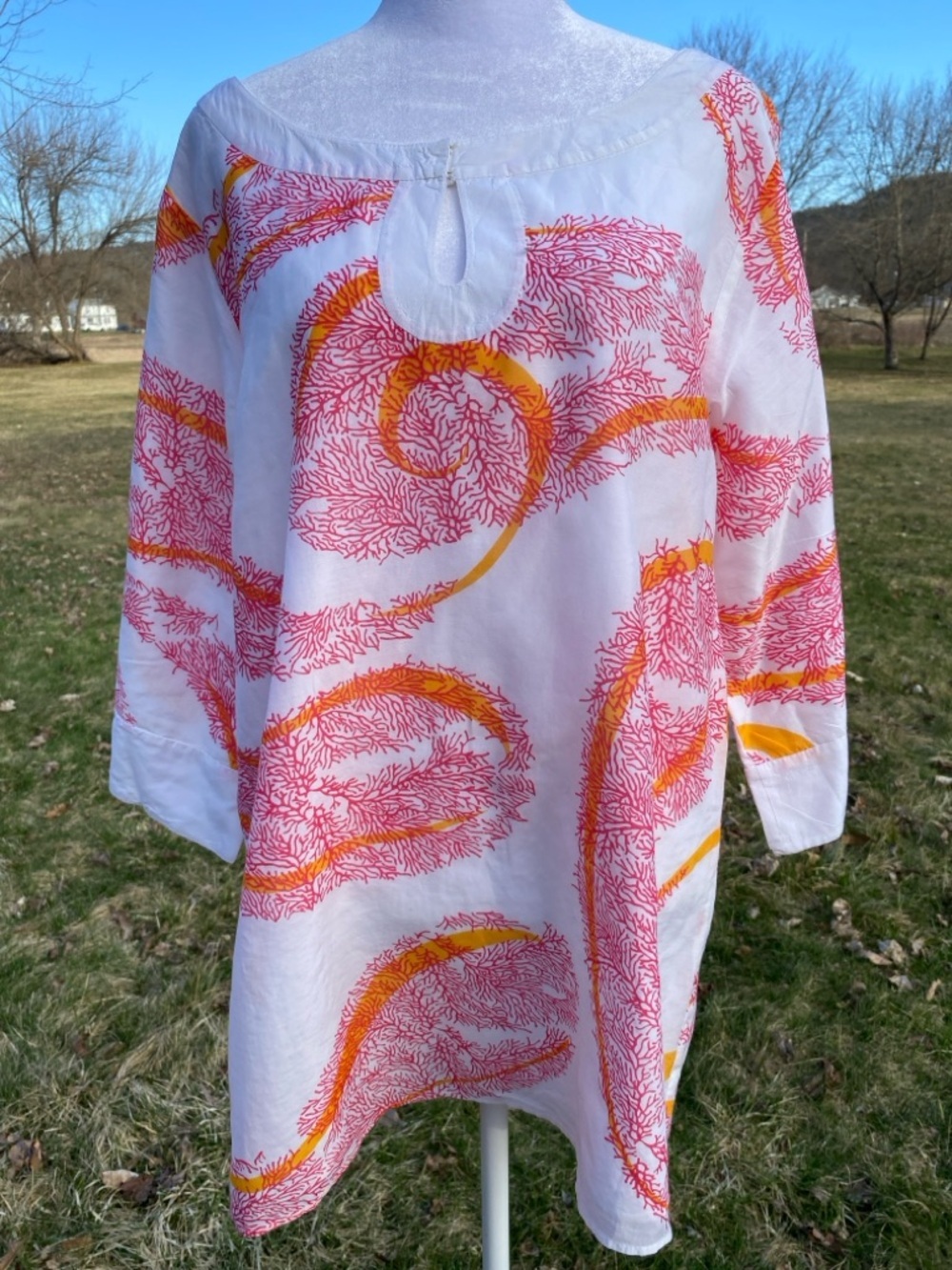 Lilly Pulitzer Coral Print Tunic Cotton Beach Resort Top